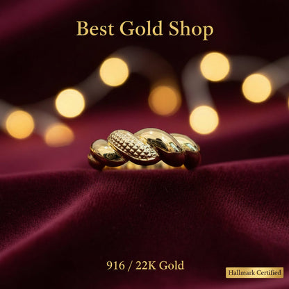 916 Gold (22K) Twisted Candy Design Feather Light Ring for WomenRingsBest Gold Shop