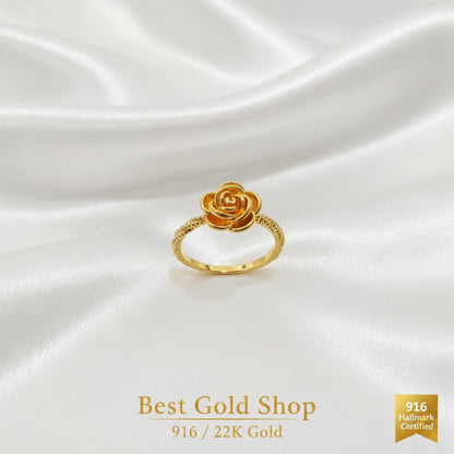916 Gold (22K) Rosey Feather Light Design Ring