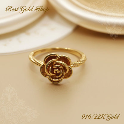 916 Gold (22K) Rosey Feather Light Design Ring for WomenRingsBest Gold Shop