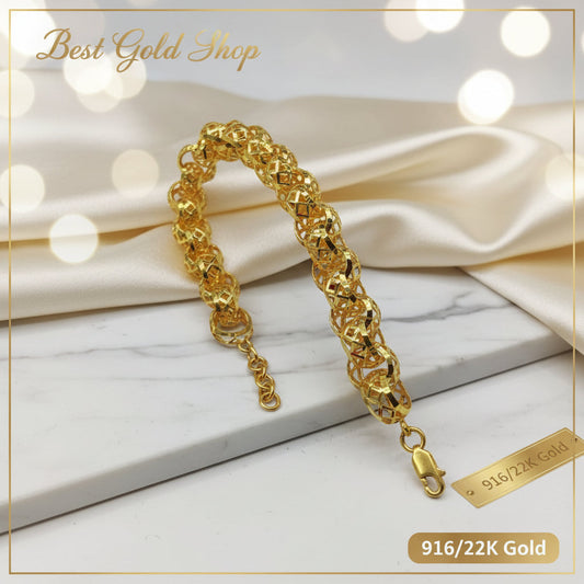 916 Gold (22K) Round Wave Anchor Link Bracelet for WomenBraceletsBest Gold Shop