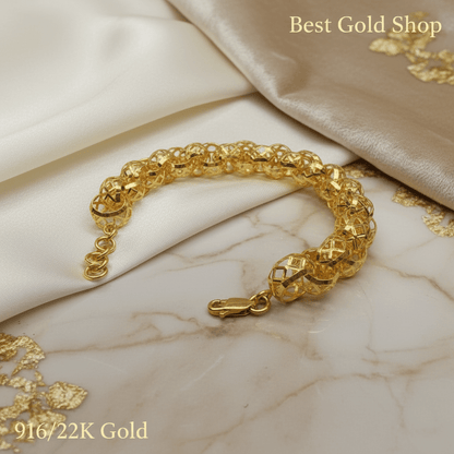 916 Gold (22K) Round Wave Anchor Link Bracelet for WomenBraceletsBest Gold Shop
