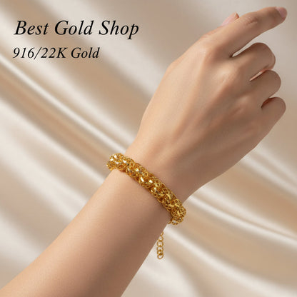 916 Gold (22K) Round Wave Anchor Link Bracelet for WomenBraceletsBest Gold Shop