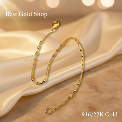 916 Gold (22K) Slim Bead Minimalist High - Shine Collection Bracelet for WomenBraceletsBest Gold Shop