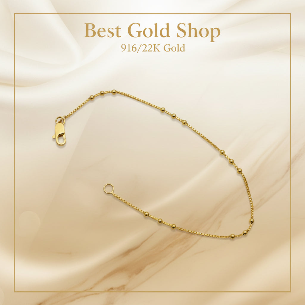 916 Gold (22K) Slim Bead Minimalist High - Shine Collection Bracelet for WomenBraceletsBest Gold Shop