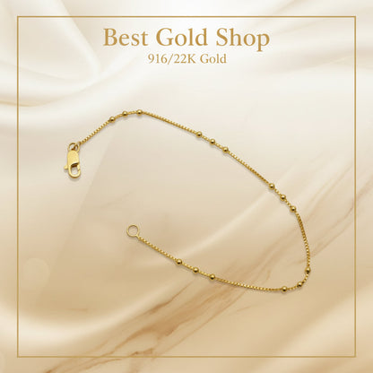 916 Gold (22K) Slim Bead Minimalist High - Shine Collection Bracelet for WomenBraceletsBest Gold Shop