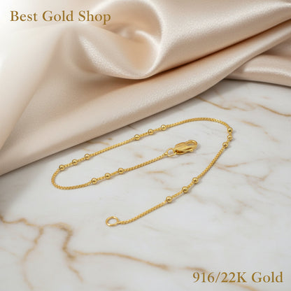 916 Gold (22K) Slim Bead Minimalist High - Shine Collection Bracelet for WomenBraceletsBest Gold Shop