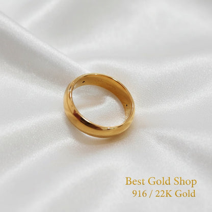 Full view of 916 gold smooth band ring