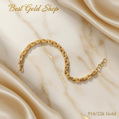 916 Gold Solid Bold Sandy Wanzi BraceletBraceletsBest Gold Shop
