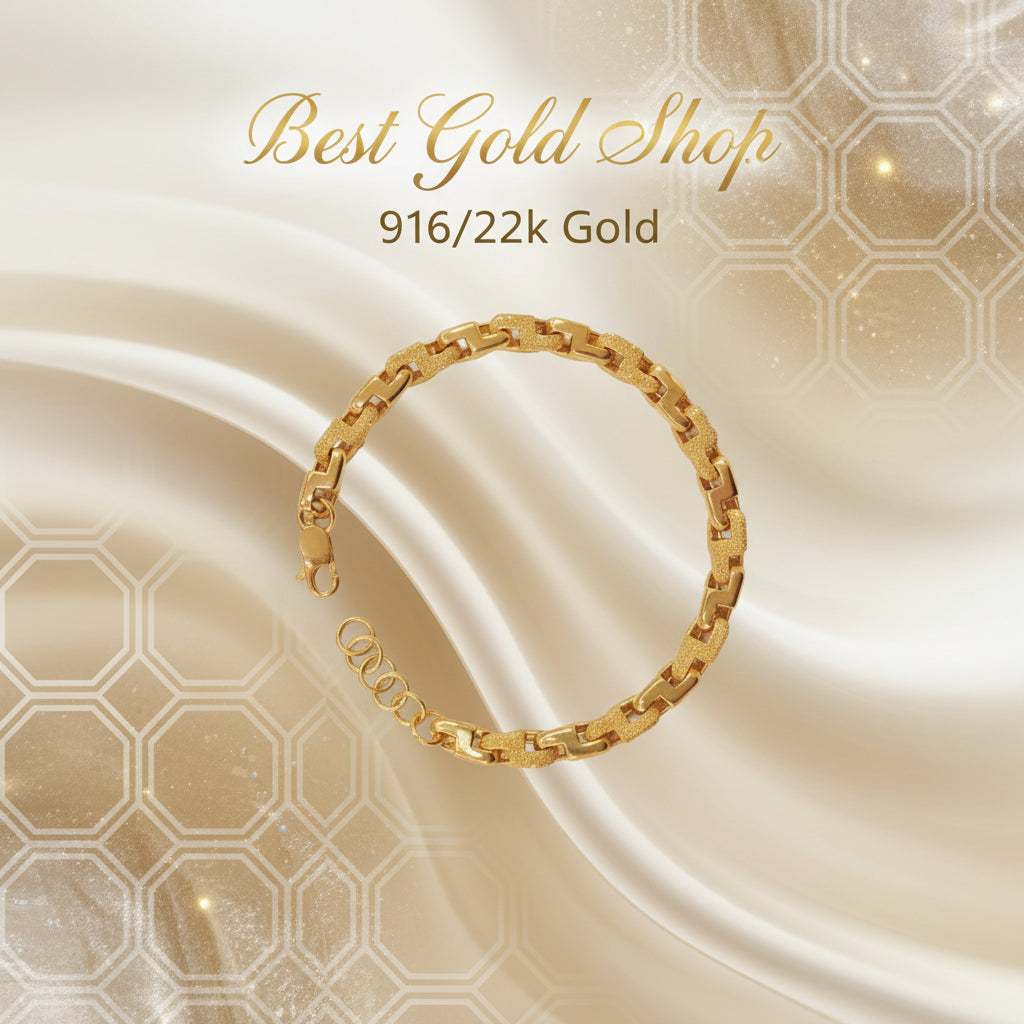 916 Gold Solid Bold Sandy Wanzi BraceletBraceletsBest Gold Shop