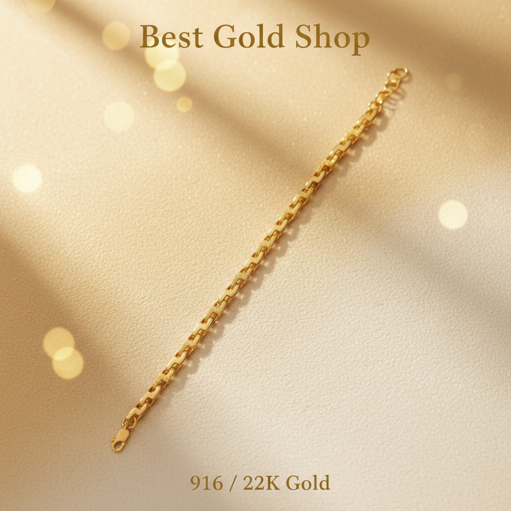 916 Gold Solid Bold Sandy Wanzi BraceletBraceletsBest Gold Shop