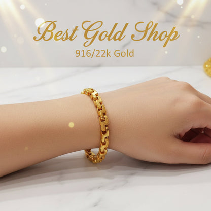 916 Gold Solid Bold Sandy Wanzi BraceletBraceletsBest Gold Shop