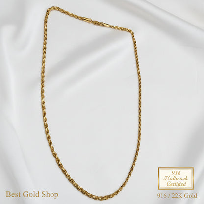 916 gold solid rope chain heavyweight above 30 grams in 22K yellow gold - view 4
