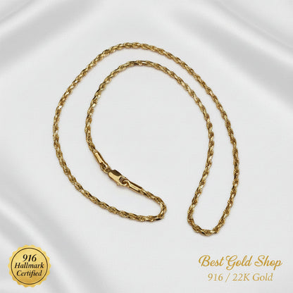 916 gold solid rope chain heavyweight above 30 grams in 22K yellow gold - view 5