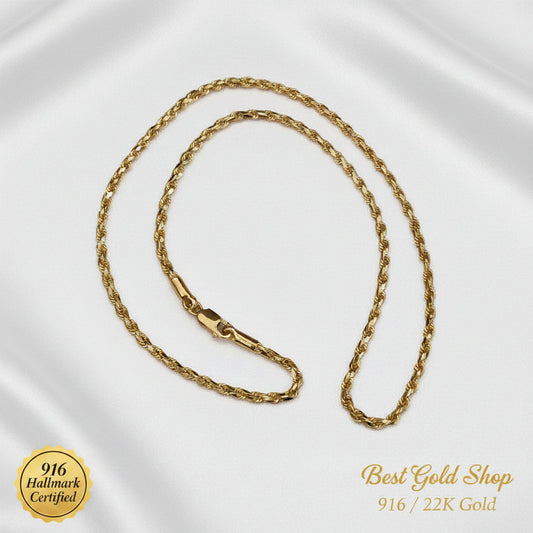 916 gold solid rope chain heavyweight above 30 grams in 22K yellow gold - view 5