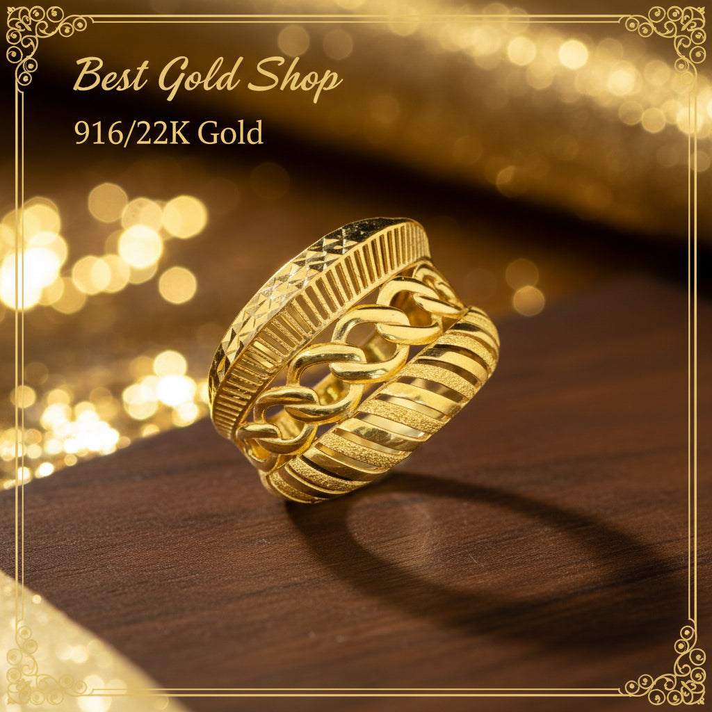 916 Gold (22K) Statement Collection Artistic Designer Series Ring for WomenRingsBest Gold Shop