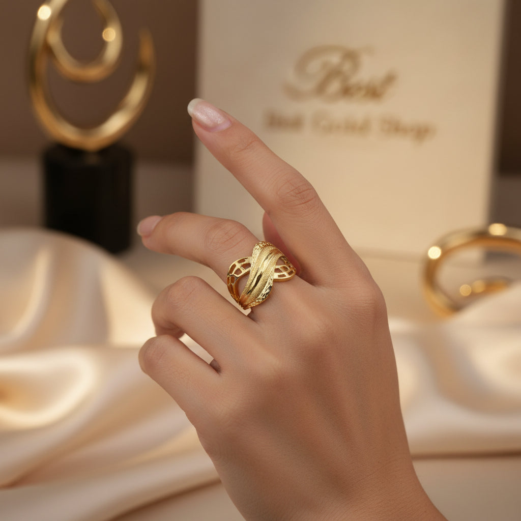 916 Gold (22K) Statement Collection Artistic Designer Series Ring for WomenRingsBest Gold Shop