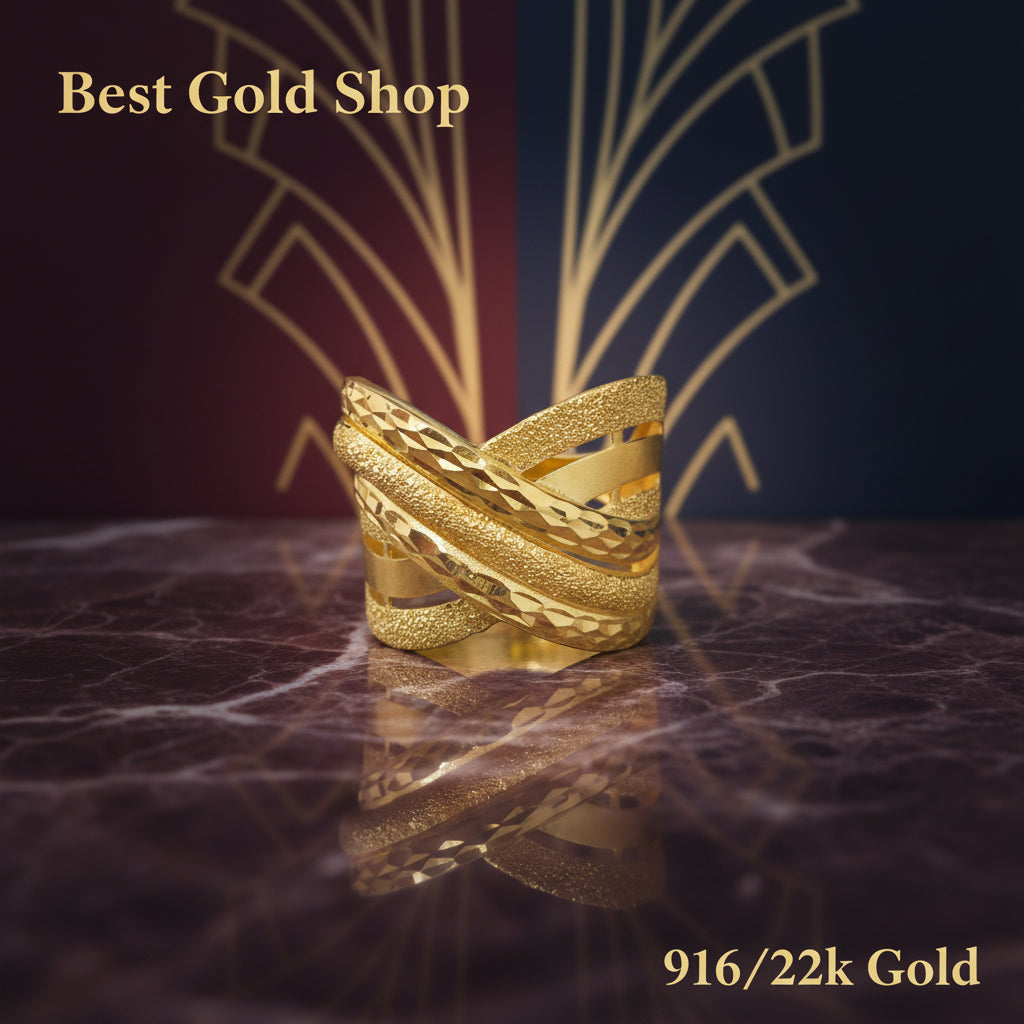 916 Gold (22K) Statement Collection Artistic Designer Series Ring for WomenRingsBest Gold Shop