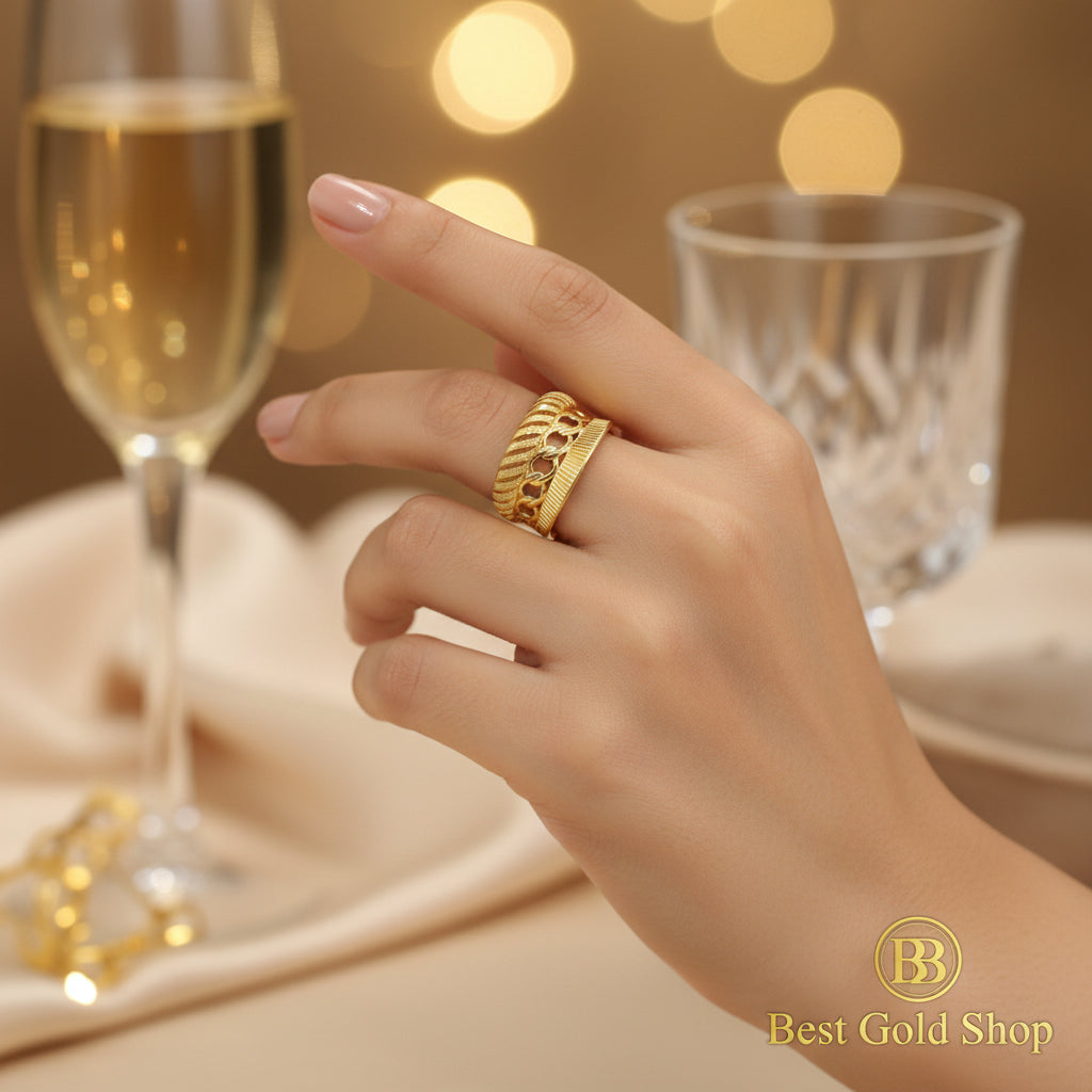 916 Gold (22K) Statement Collection Artistic Designer Series Ring for WomenRingsBest Gold Shop