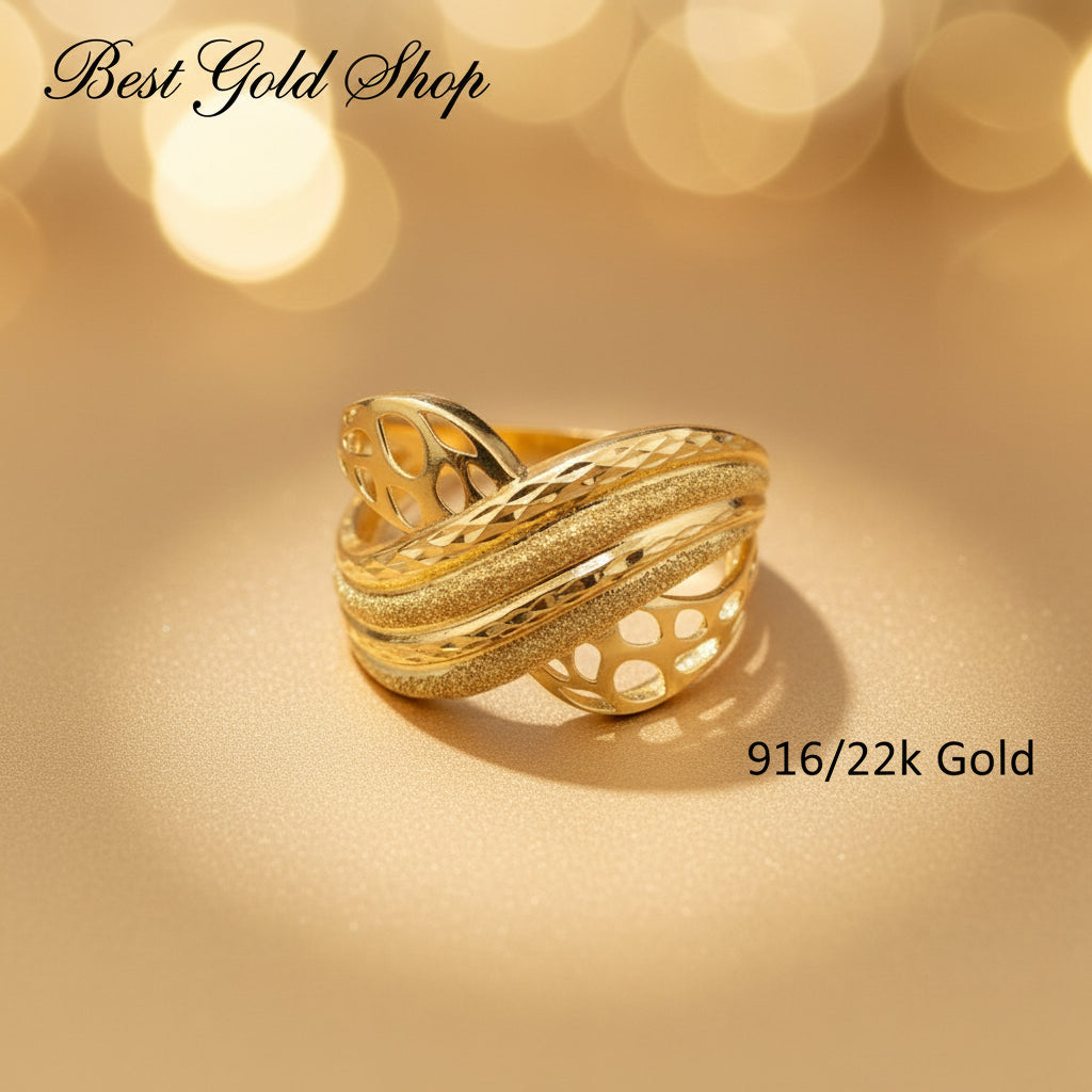 916 Gold (22K) Statement Collection Artistic Designer Series Ring for WomenRingsBest Gold Shop