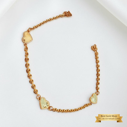 916 Gold Sunflower Love Bracelet heart motif detail