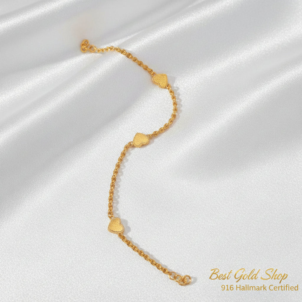 916 Gold Sunflower Love Bracelet polished 22K gold