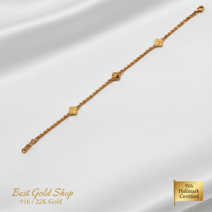 916 Gold Sunflower Motif Bracelet full adjustable design