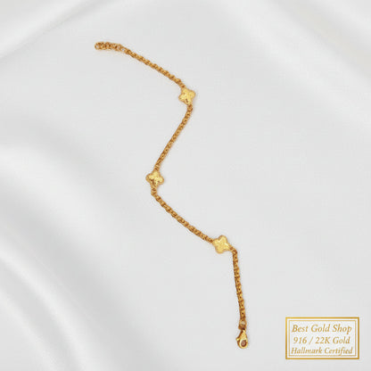 916 Gold Sunflower Motif Bracelet polished 22K gold