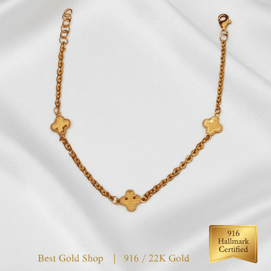 916 Gold Sunflower Motif Bracelet extension chain