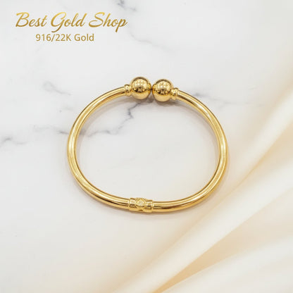 916 Gold Twin Ball Bangle | Classic Polished Gold BangleBraceletsBest Gold Shop