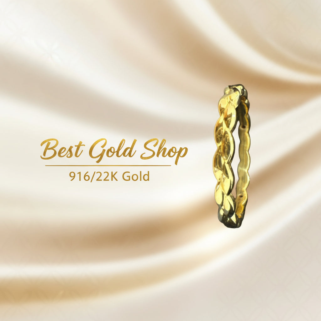 916 Gold (22K) Twist Feather Light Design Ring for WomenRingsBest Gold Shop