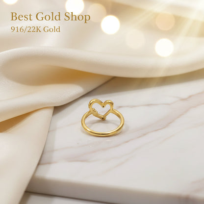 916 Gold (22K) Twisted Heart Feather Light Design Ring for WomenRingsBest Gold Shop
