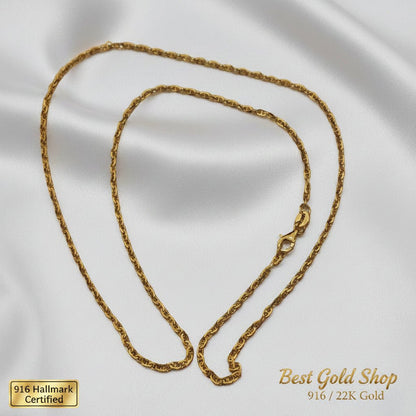 916 Gold Twisted Link Necklace | Elegant Everyday ChainNecklacesBest Gold Shop