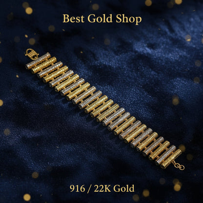 916 Gold Two - Tone Elegance Railway BraceletBraceletsBest Gold Shop