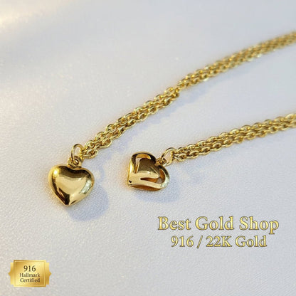 916 Gold Wan Zi Dangling Heart Bracelet Slim elegant designBraceletsBest Gold Shop