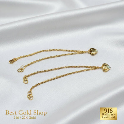 916 Gold Wan Zi Dangling Heart Bracelet Slim elegant designBraceletsBest Gold Shop