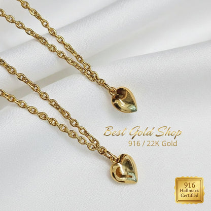 916 Gold Wan Zi Dangling Heart Bracelet Slim elegant designBraceletsBest Gold Shop