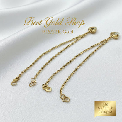 916 Gold Wan Zi Dangling Heart Bracelet Slim elegant designBraceletsBest Gold Shop