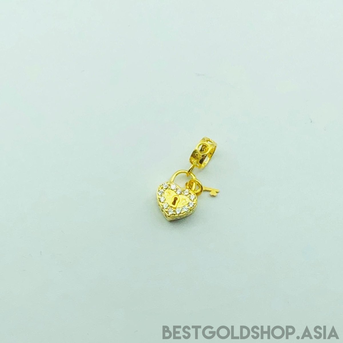 916/22k Gold Heart Lock with crystal - Best Gold Shop 22k gold 22k Gold Charms 916 gold 916 gold