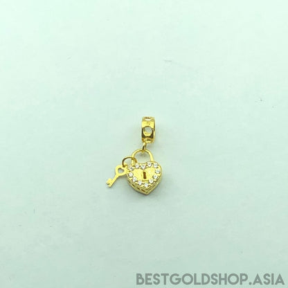 916/22k Gold Heart Lock with crystal - Best Gold Shop 22k gold 22k Gold Charms 916 gold 916 gold