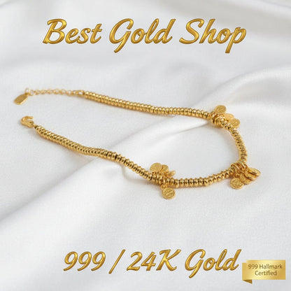 999 Gold Bracelet with coin Design Ping An Xi LeBraceletsBest Gold Shop