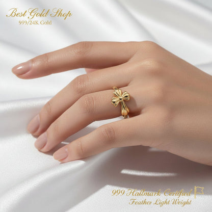 999 Gold Cross Design Feather Light Ring | 24K Fine Gold RingRingsBest Gold Shop