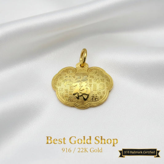 999 Gold Fu Bag Pendant | Symbol of Blessings ProsperityCharms & PendantsBest Gold Shop