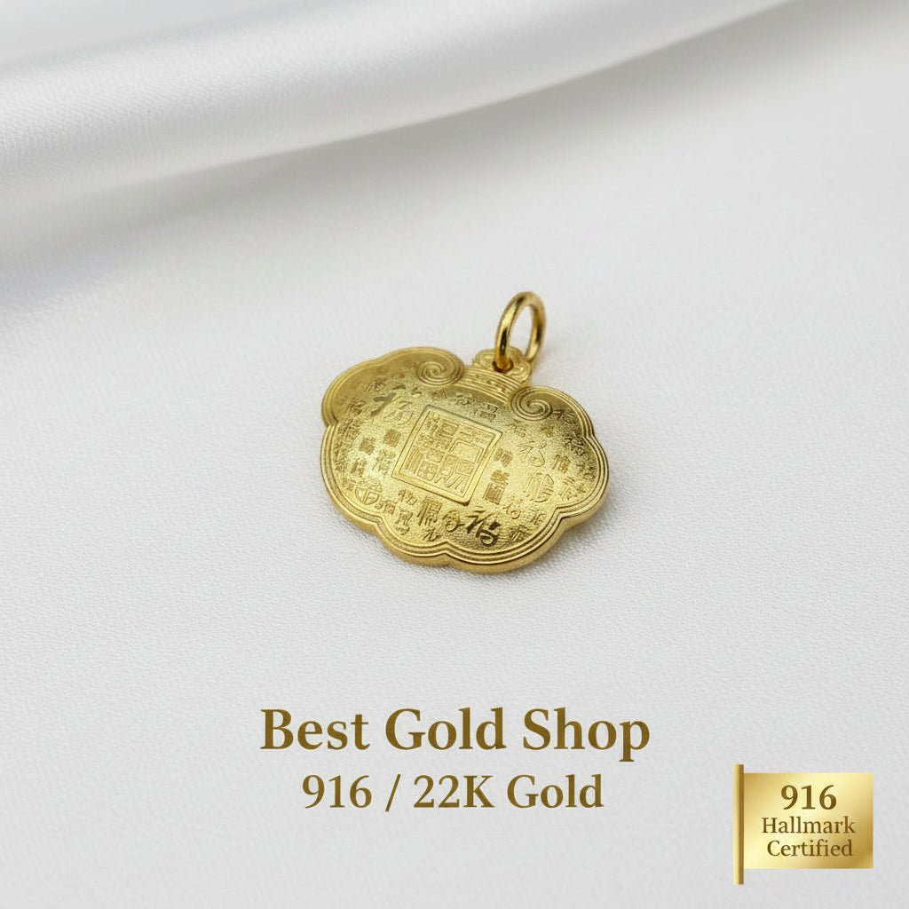 999 Gold Fu Bag Pendant | Symbol of Blessings ProsperityCharms & PendantsBest Gold Shop