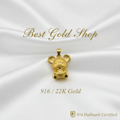 999 Gold Mouse Pendant | Symbol of Intelligence ProsperityCharms & PendantsBest Gold Shop