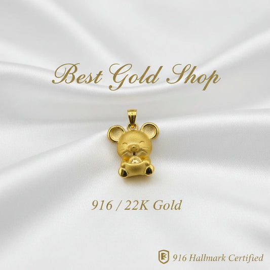 999 Gold Mouse Pendant | Symbol of Intelligence ProsperityCharms & PendantsBest Gold Shop