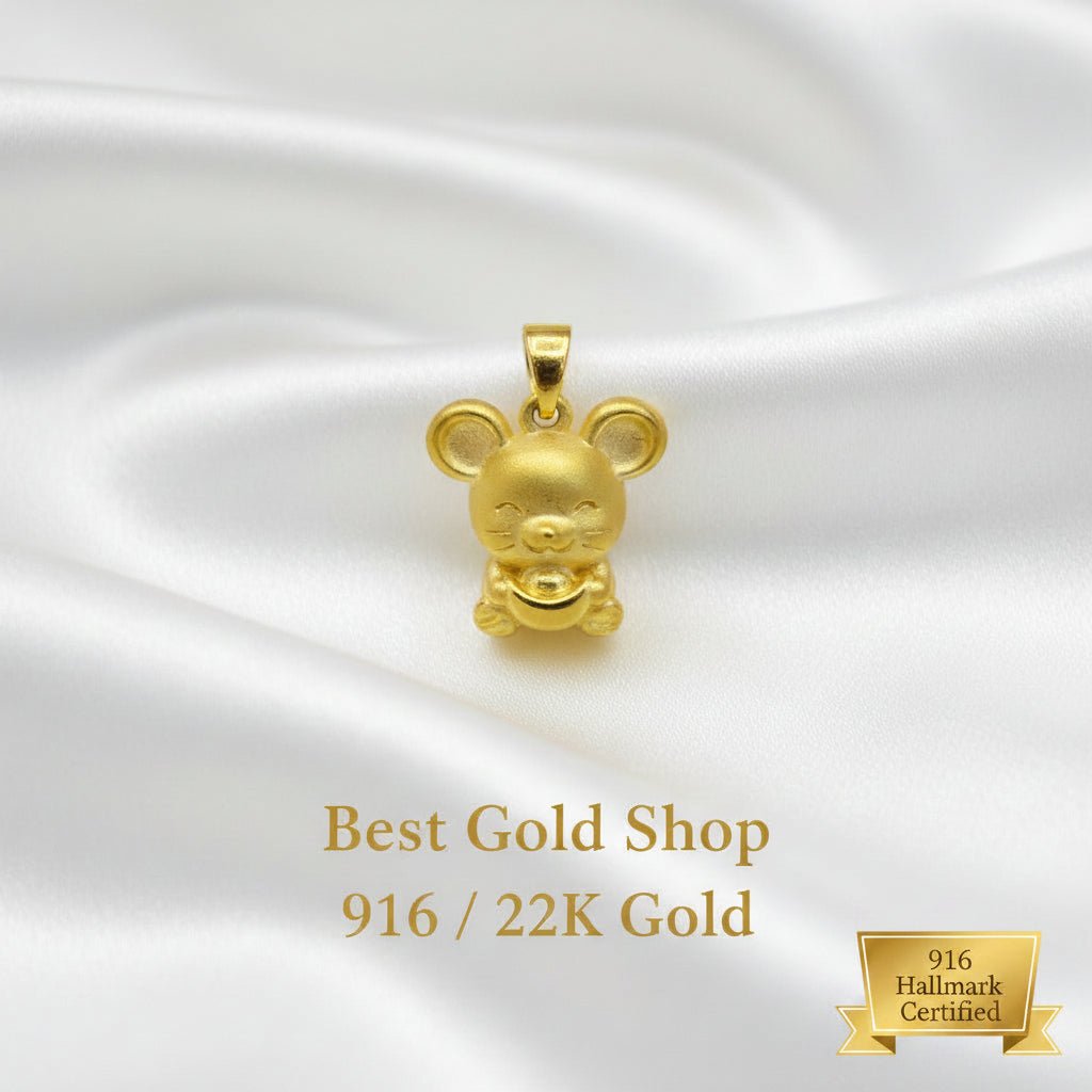 999 Gold Mouse Pendant | Symbol of Intelligence ProsperityCharms & PendantsBest Gold Shop