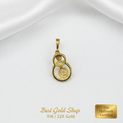 916 Gold Hulu Dangling Pendant | Symbol of Blessings & Good Fortune