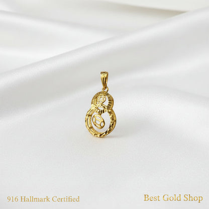916 Gold Hulu Dangling Pendant | Symbol of Blessings & Good Fortune