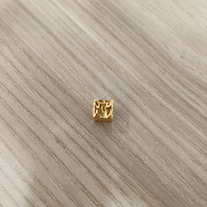 916 Gold Cube Stopper Charm | Modern Bracelet Stopper