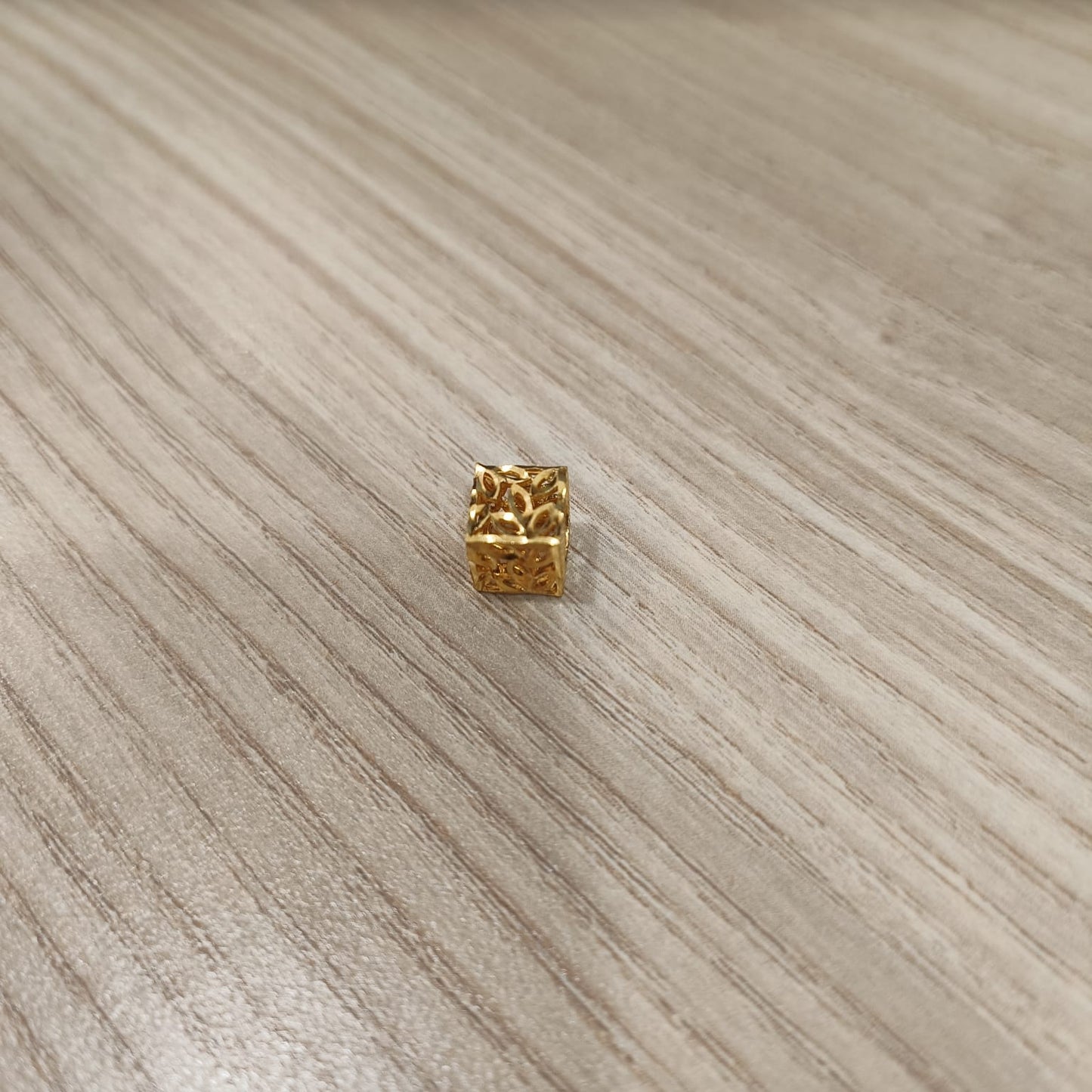 916 Gold Cube Stopper Charm | Modern Bracelet Stopper
